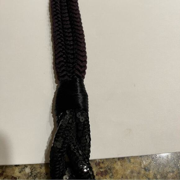 Belt seqiun or necklace black -48” long macramé sequins cord- great accessory - Picture 4 of 4